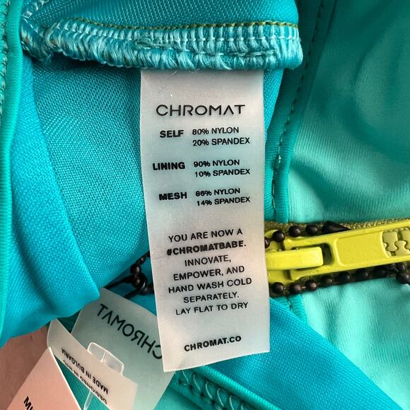 Chromat Mikito Teal Lime Zip Swim Bikini Bottom, XS - Picture 6 of 8